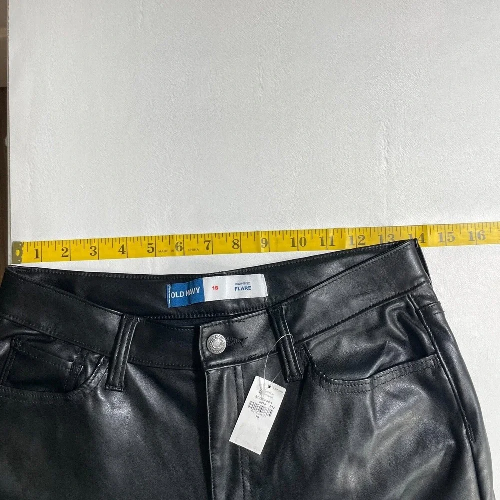 Old Navy High Rise Flare Pants Girls 18 Black Faux Leather New